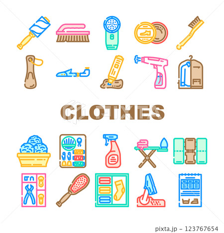 clothes care laundry ironing icons set vector 123767654