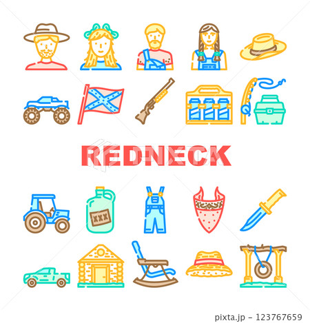 redneck country southern icons set vector redneck country southern icons set vector 123767659