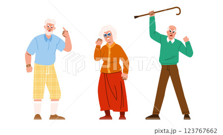 feisty aggressive old people vector 123767662