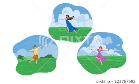 nature field spinning joyfully vector 123767692