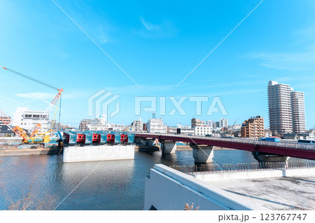 建設中の宮沢橋と仙台市内 建設中の宮沢橋と仙台市内 123767747