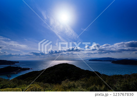 早春の紀淡海峡 行き交う船と流れる雲 そして美しい夕焼け 日没前⑯ 早春の紀淡海峡 行き交う船と流れる雲 そして美しい夕焼け 日没前⑯ 123767830