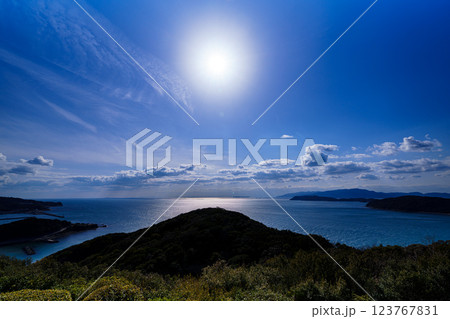 早春の紀淡海峡 行き交う船と流れる雲 そして美しい夕焼け　日没前⑰ 123767831