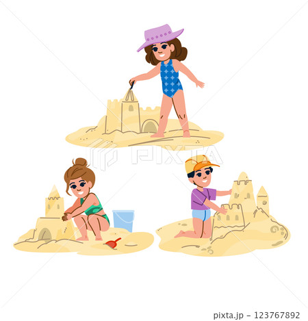 bucket beach building sandcastle vector bucket beach building sandcastle vector 123767892