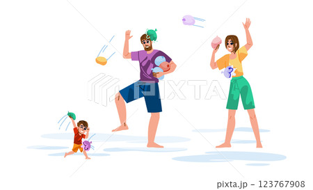 children family balloon fight vector children family balloon fight vector 123767908