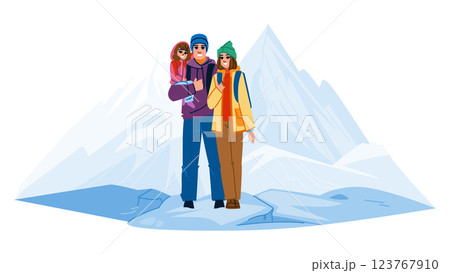 nature family hiking mountains vector 123767910