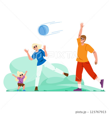 play family playing catch vector play family playing catch vector 123767913