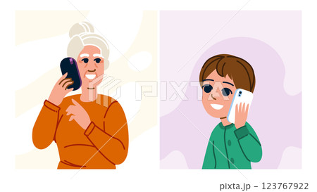 family grandma phone kid vector family grandma phone kid vector 123767922