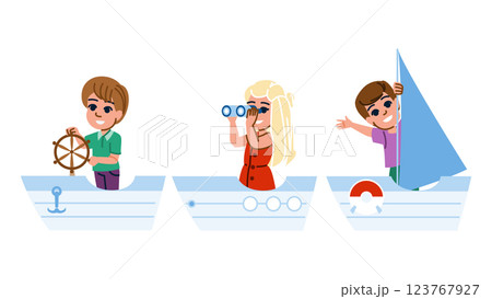 fun kid boating vector 123767927