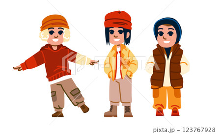 scarf kid boy autumn fashion vector 123767928