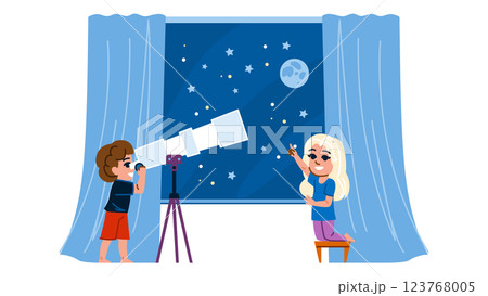 planets stargazing kid vector 123768005