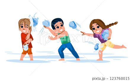 splash water balloon fight vector 123768015