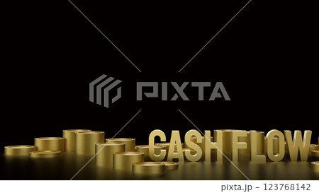 The Gold Cash flow and coins for Business concept 3d Rendering. 123768142