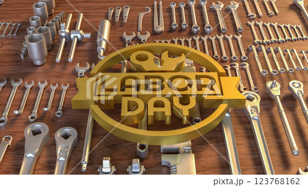 The Labor Day and tool for Holiday concept 3d Rendering. The Labor Day and tool for Holiday concept 3d Rendering. 123768162