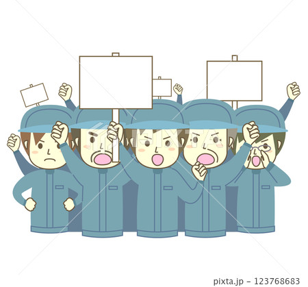 抗議する男性作業員団体 123768683