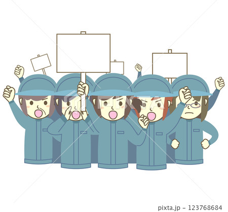抗議する女性作業員団体 123768684