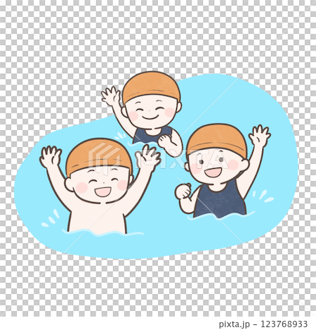 プールで笑顔の子供たち 123768933