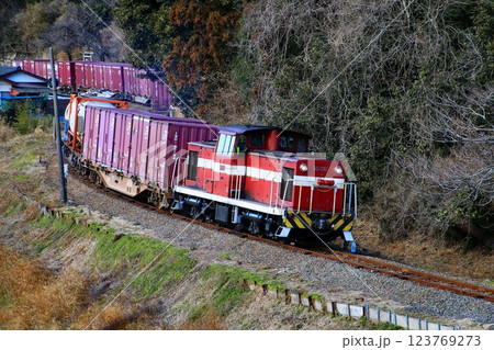 コンテナで臨海部の物流を支える… 福島臨海鉄道『DD561』牽引のコンテナ貨物列車 123769273