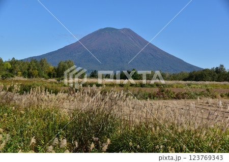 秋の羊蹄山と青空 123769343