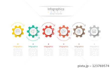 Infographic 6 options design elements for your business data. Vector Illustration. 123769574
