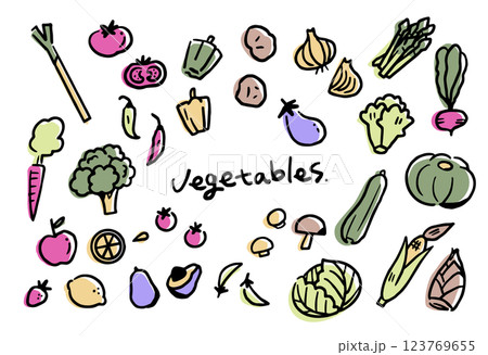 手描き 野菜 イラストセット 02 手描き 野菜 イラストセット 02 123769655