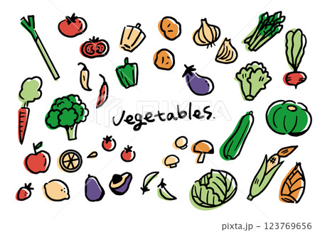 手描き　野菜　イラストセット 01 123769656