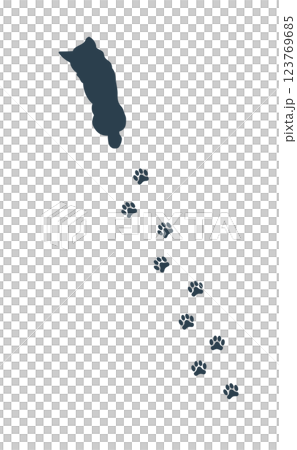 Silhouette of a dog walking and leaving footprints Silhouette of a dog walking and leaving footprints 123769685