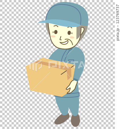 Senior male worker holding cardboard 123769737