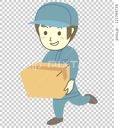 一名年輕男工人搬運紙箱 123769739