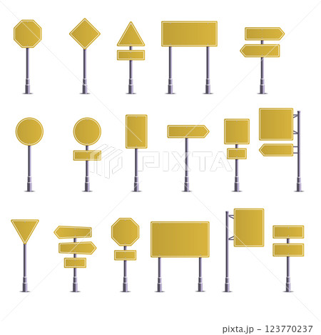 Road Sign Mockup Set For Your Design Vector 123770237