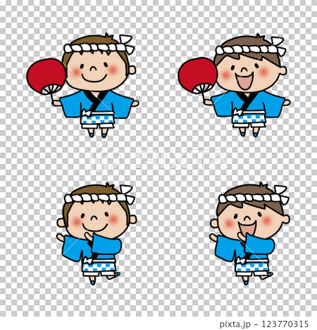 一組在節慶期間穿著法被的男孩 123770315