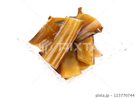 Fresh stem Kelp wakame isolated on white background. Japanese food. 123770744
