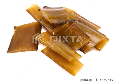 Fresh stem Kelp wakame isolated on white background. Japanese food. Fresh stem Kelp wakame isolated on white background. Japanese food. 123770745