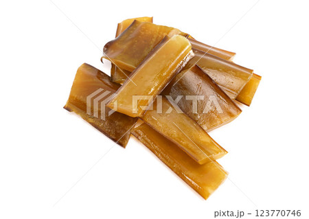 Fresh stem Kelp wakame isolated on white background. Japanese food. Fresh stem Kelp wakame isolated on white background. Japanese food. 123770746