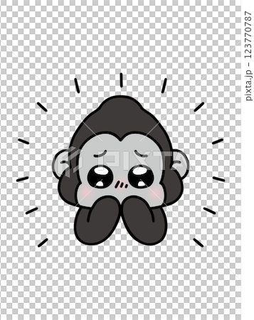 目をキラキラ輝かせて感動するゴリラ 123770787