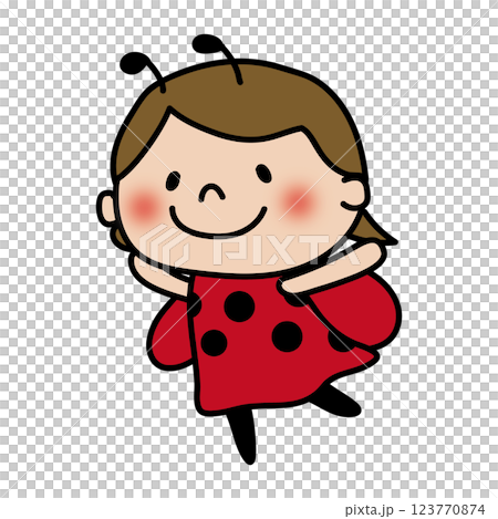 テントウムシの格好をした子供（女の子）2 123770874