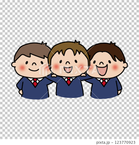 男孩們穿著西裝外套，互相摟著 123770923