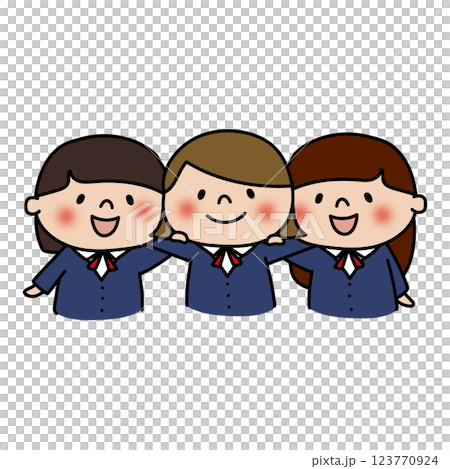 Girls wearing blazers and putting their arms around each other Girls wearing blazers and putting their arms around each other 123770924