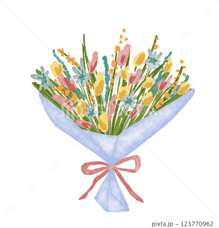 水彩で描いた花のイラスト 123770962