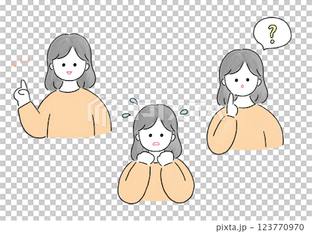3パターンのポーズをとる女性 3パターンのポーズをとる女性 123770970