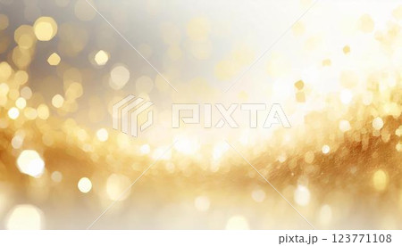 キラキラまばゆい金色の光が舞い落ちてくる高級感溢れる3Dイラスト 123771108