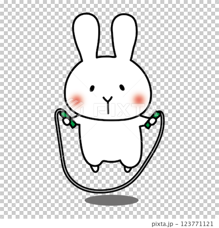 縄跳びをする白いうさぎ 縄跳びをする白いうさぎ 123771121