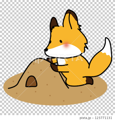 A fox playing in the sandbox 123771131