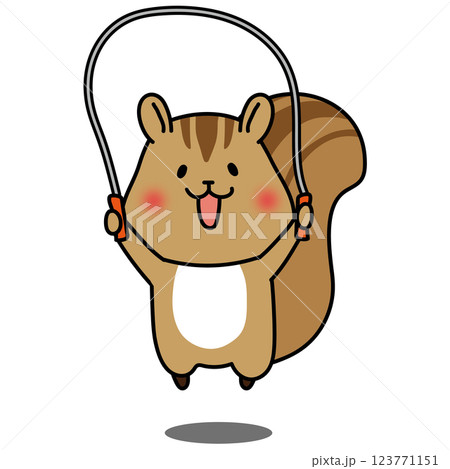 縄跳びをするリス 123771151