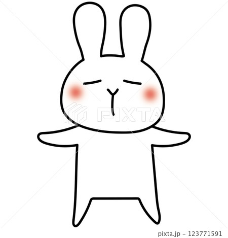 幸せそうに両手を広げる白いうさぎ 123771591