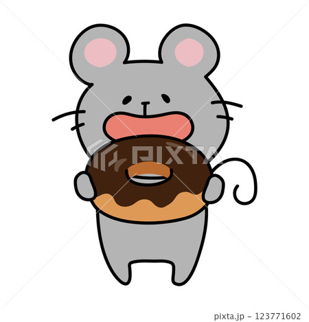 ドーナツを食べるネズミ 123771602