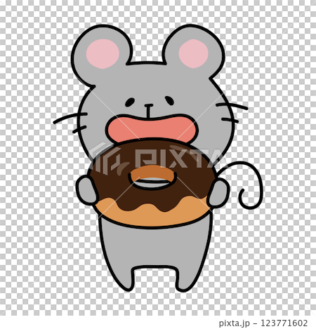 ドーナツを食べるネズミのイラスト素材 [123771602] - PIXTA