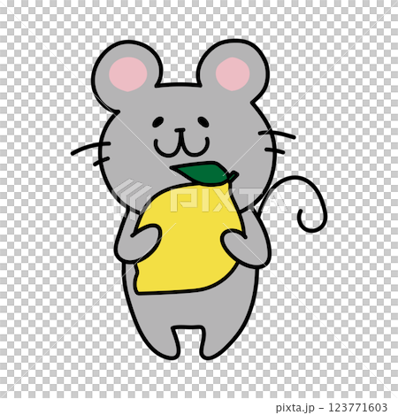 レモンを持っているネズミ レモンを持っているネズミ 123771603