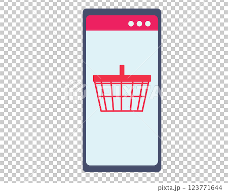 智慧型手機和購物籃。智慧型手機.向量插圖 123771644