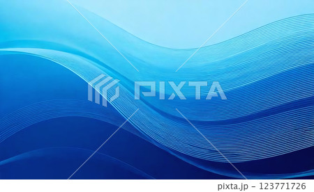 シンプルな青いグラデーションのウェーブデザインの背景素材 シンプルな青いグラデーションのウェーブデザインの背景素材 123771726
